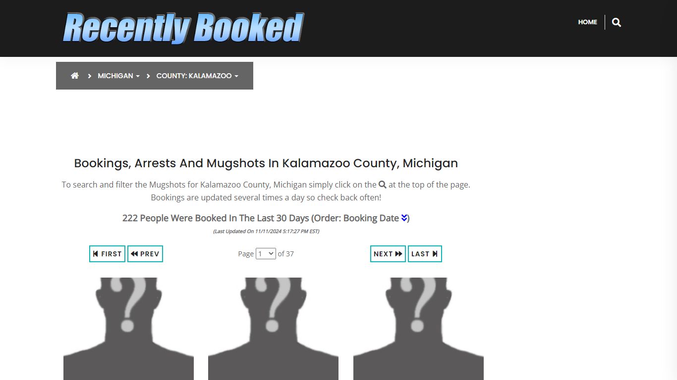 Bookings, Arrests and Mugshots in Kalamazoo County, Michigan