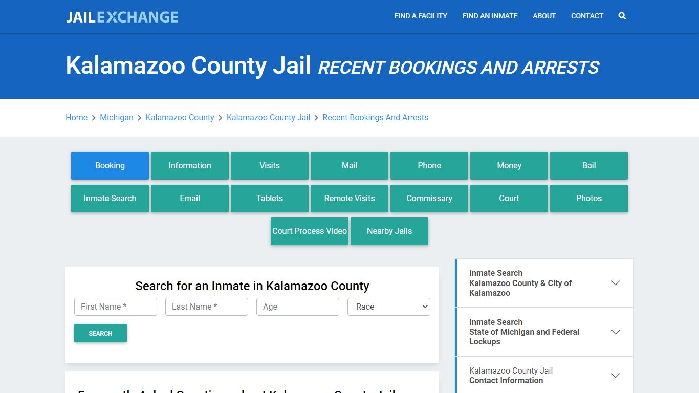 Kalamazoo County Jail Recent Bookings And Arrests - Jail Exchange