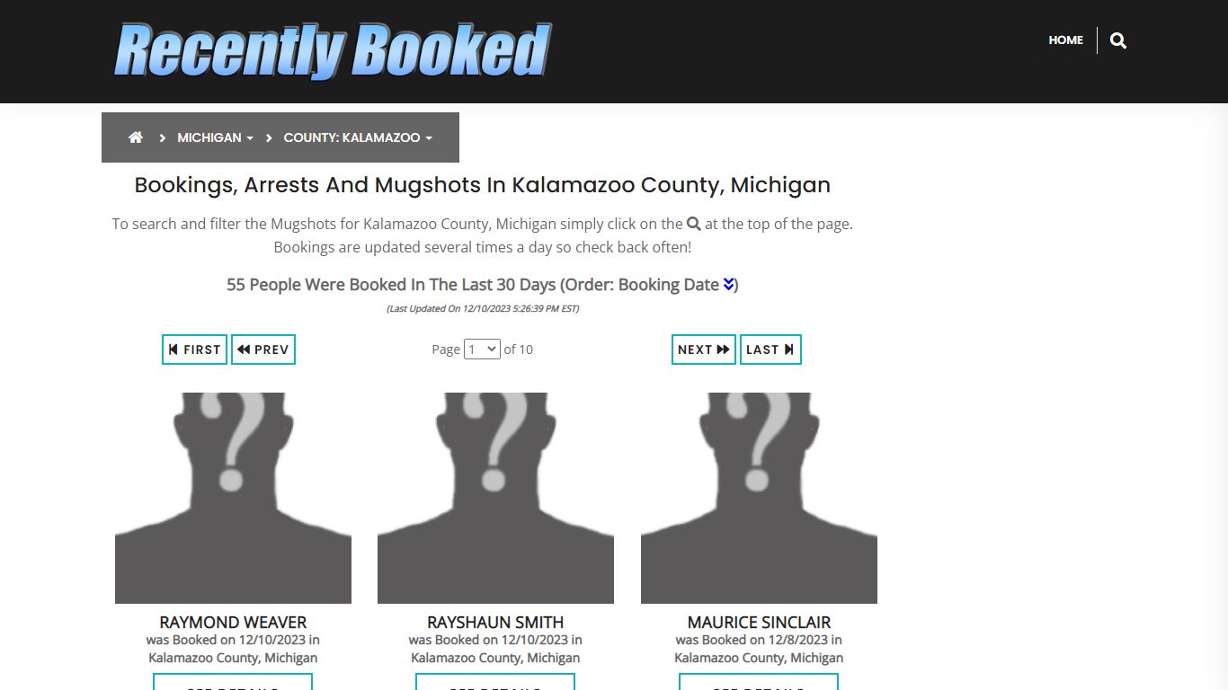 Recent bookings, Arrests, Mugshots in Kalamazoo County, Michigan